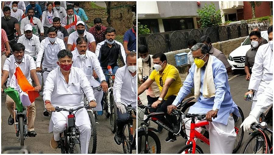 ಕೊರೋನಾ ಆತಂಕದ ನಡುವೆ ತೈಲ ಬೆಲೆ ಏರಿಕೆ ಖಂಡಿಸಿ ಕಾಂಗ್ರೆಸ್ ನಿಂದ ಪ್ರತಿಭಟನೆ: ಅಪಾರ ಸಂಖ್ಯೆಯಲ್ಲಿ ಜನಸ್ತೋಮ
