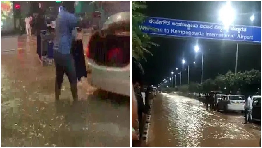 ಸತತ ಮಳೆಗೆ ಬೆಂಗಳೂರಿನ ಕೆಂಪೇಗೌಡ ವಿಮಾನ ನಿಲ್ದಾಣ ಬಳಿ ಟರ್ಮಿನಲ್ ಗೆ ನುಗ್ಗಿದ ನೀರು; ಟ್ರ್ಯಾಕ್ಟರ್ ಮೊರೆ ಹೋದ ಪ್ರಯಾಣಿಕರು!
