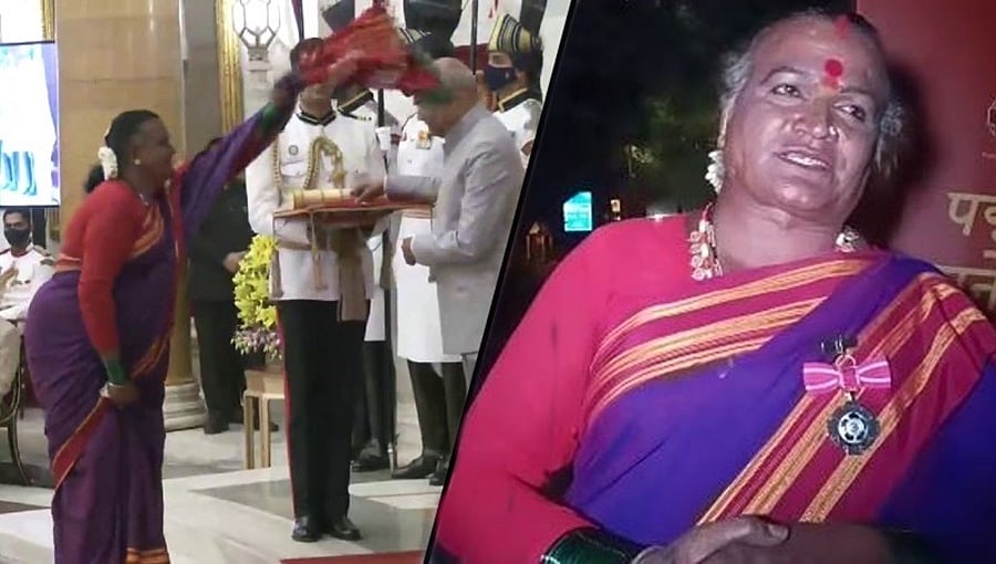 ನಾಯಿ ಕಣ್ಣು.. ನರಿ ಕಣ್ಣು... ರಾಷ್ಟ್ರಪತಿಗಳಿಗೆ ದೃಷ್ಟಿ ನೀವಳಿಸಿ ಪ್ರಶಸ್ತಿ ಪಡೆದ ಮಂಜಮ್ಮ ಜೋಗತಿ: ವಿಡಿಯೋ ವೈರಲ್