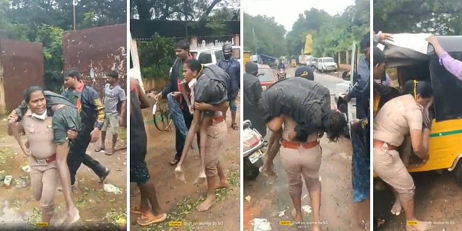 ಚೆನ್ನೈನಲ್ಲಿ ಭಾರಿ ಮಳೆ: ಅಸ್ವಸ್ಥಗೊಂಡಿದ್ದ ವ್ಯಕ್ತಿಯನ್ನು ಹೆಗಲ ಮೇಲೆ ಹೊತ್ತು ಸಾಗಿದ ಮಹಿಳಾ ಪೊಲೀಸ್, ವಿಡಿಯೋ ವೈರಲ್