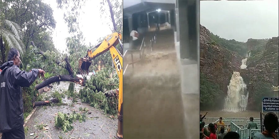 ತಿರುಮಲದಲ್ಲಿ ಭಾರಿ ಮಳೆ: ಪ್ರವಾಹದಿಂದ ಯಾತ್ರಿಕರು ತತ್ತರ; ಅಲ್ಲಲ್ಲಿ ಭೂಕುಸಿತ, ಘಾಟ್ ರಸ್ತೆಗಳು ತಾತ್ಕಾಲಿಕ ಬಂದ್!