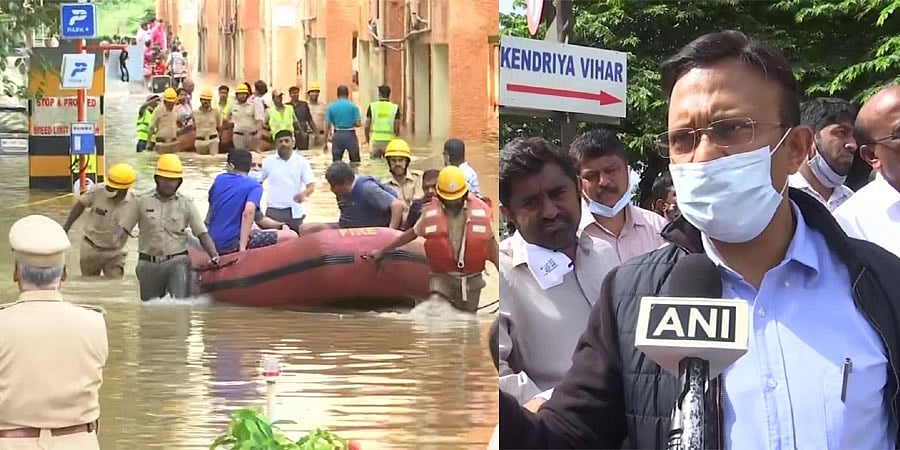 ಭಾರಿ ಮಳೆ: ಬೆಂಗಳೂರಿನ ಹಲವು ಪ್ರದೇಶಗಳು ಜಲಾವೃತ, ಬಿಬಿಎಂಪಿ ಆಯುಕ್ತರಿಂದ ಪರಿಶೀಲನೆ