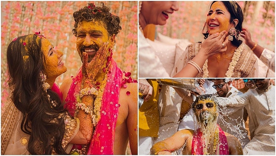 ಬಾಲಿವುಡ್ ತಾರಾ ಜೋಡಿ ಕತ್ರಿನಾ- ವಿಕ್ಕಿ ಕೌಶಲ್ ಹರಿಶಿಣ ಶಾಸ್ತ್ರದ ಫೋಟೋಗಳು