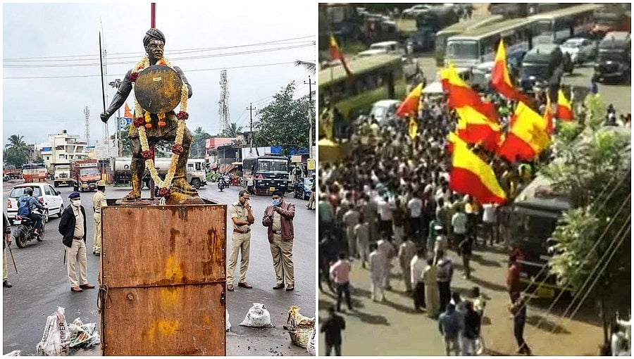ಬೆಳಗಾವಿಯಲ್ಲಿ ರಾಯಣ್ಣ ಪ್ರತಿಮೆ ಪುನರ್ ಸ್ಥಾಪನೆ, ಕರವೇ ಕಾರ್ಯಕರ್ತರಿಂದ ಪ್ರತಿಭಟನೆ, ಪೊಲೀಸರ ಲಾಠಿಚಾರ್ಜ್