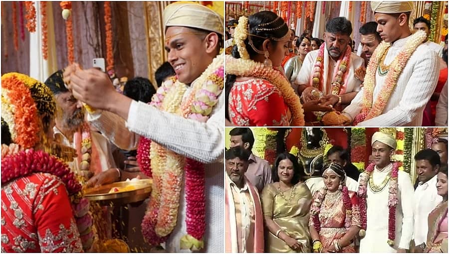 ಪುತ್ರಿ ಐಶ್ವರ್ಯ ವಿವಾಹ: ಧಾರೆ ಎರೆಯುವಾಗ ಡಿಕೆ ಶಿವಕುಮಾರ್ ಭಾವುಕ, ಕಣ್ಣೀರು