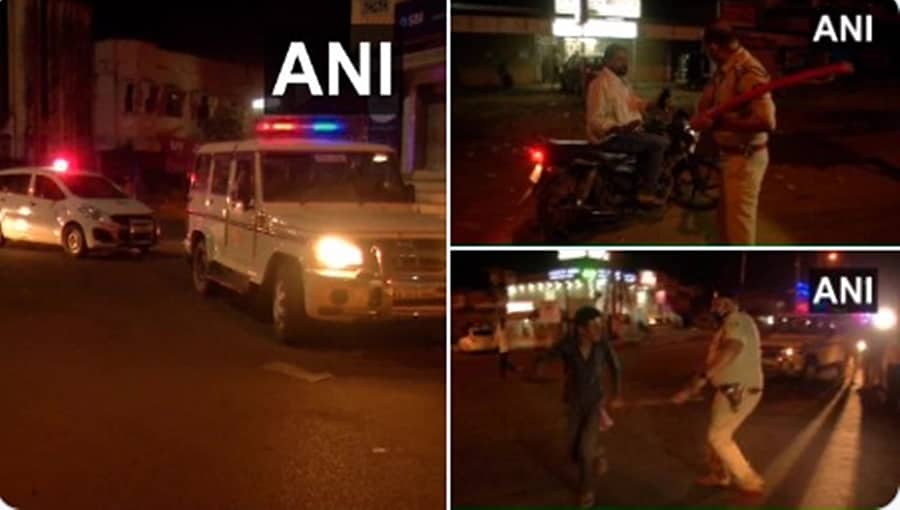 ರಾತ್ರಿ ಕರ್ಫ್ಯೂ ವೇಳೆಯಲ್ಲೂ ಸಾರ್ವಜನಿಕ ಸ್ಥಳಗಳಲ್ಲಿ ಓಡಾಡುತ್ತಿದ್ದವರಿಗೆ ಲಾಠಿ ರುಚಿ ತೋರಿಸಿದ ಪೊಲೀಸರು!