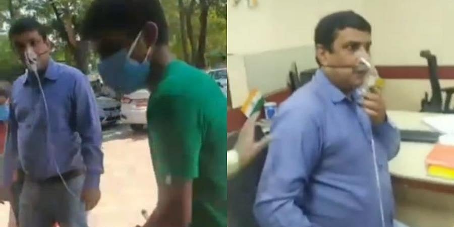 ಆಕ್ಸಿಜನ್ ಸಮೇತ ಕಚೇರಿಗೆ ಬಂದ ಮ್ಯಾನೇಜರ್: ಹಿರಿಯ ಅಧಿಕಾರಿಗಳನ್ನು ದೂಷಿಸಲು ನಾಟಕ ಎಂದ ಪಿಎನ್‌ಬಿ