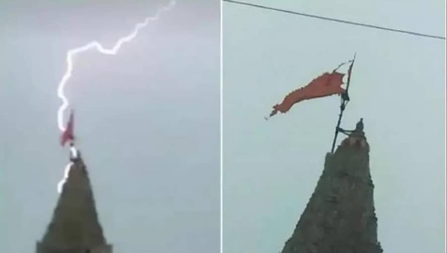 ಸಿಡಿಲು ಬಡಿದರೂ ಜಗ್ಗದ ದ್ವಾರಕಾಧೀಶ ಮಂದಿರ!: ವಿಡಿಯೋ