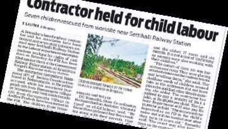 ನ್ಯೂ ಇಂಡಿಯನ್ ಎಕ್ಸ್ ಪ್ರೆಸ್ ವರದಿ ಫಲಶ್ರುತಿ: ಬಾಲ ಕಾರ್ಮಿಕತೆ ವಿರುದ್ಧ ರೈಲ್ವೆ ಇಲಾಖೆಗೆ ಮಕ್ಕಳ ಹಕ್ಕು ಆಯೋಗ ನೋಟಿಸ್