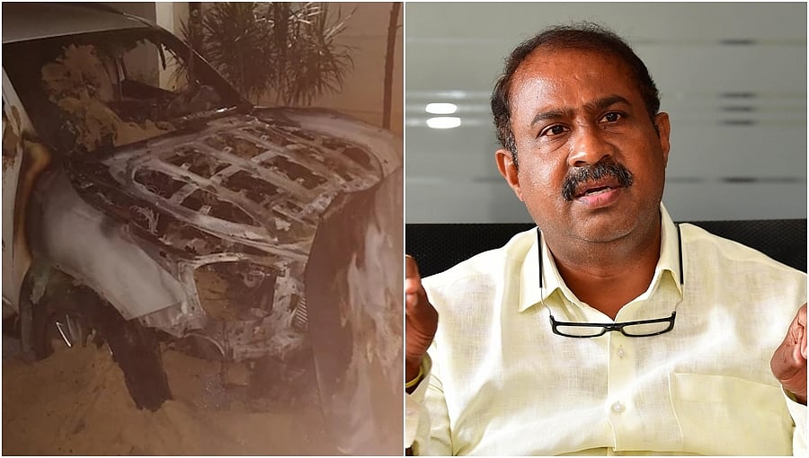 ಬಿಜೆಪಿ ಶಾಸಕ ಸತೀಶ್ ರೆಡ್ಡಿ ಮನೆ ಮುಂದೆ ನಿಲ್ಲಿಸಿದ್ದ ಕಾರುಗಳಿಗೆ ಬೆಂಕಿ ಪ್ರಕರಣ: ಇಬ್ಬರು ಪೊಲೀಸರ ವಶಕ್ಕೆ