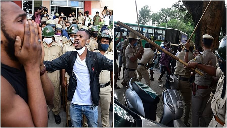 ನೈಜಿರಿಯನ್ ಪ್ರಜೆ ಸಾವು: ಪ್ರತಿಭಟನೆ ವೇಳೆ ಪೊಲೀಸರ ಮೇಲೆ ಹಲ್ಲೆಗೆ ಯತ್ನ, ಪೊಲೀಸರಿಂದ ಲಾಠಿ ಚಾರ್ಜ್
