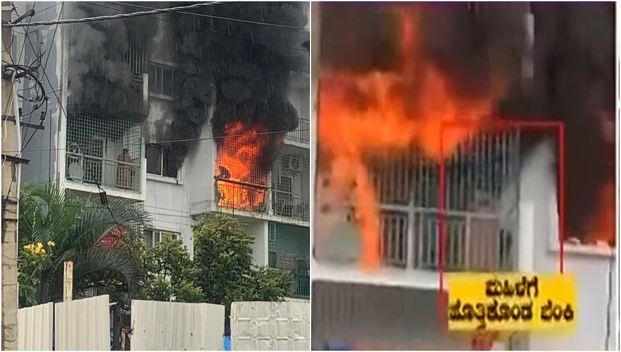 ಬೆಂಗಳೂರು: ಸಿಲಿಂಡರ್ ಸ್ಫೋಟದಿಂದ ಆಶ್ರಿತ್ ಅಪಾರ್ಟ್ ಮೆಂಟ್ ನಲ್ಲಿ ಬೆಂಕಿ; ಇಬ್ಬರು ಸಜೀವದಹನ