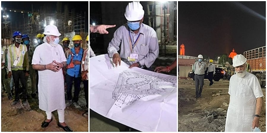 ಸೆಂಟ್ರಲ್ ವಿಸ್ಟಾ ಯೋಜನೆಯ ಕಟ್ಟಡ ನಿರ್ಮಾಣ ಸ್ಥಳಕ್ಕೆ ಪ್ರಧಾನಿ ಮೋದಿ ಅನಿರೀಕ್ಷಿತ ಭೇಟಿ, ಪರಿಶೀಲನೆ; ವಿಡಿಯೋ