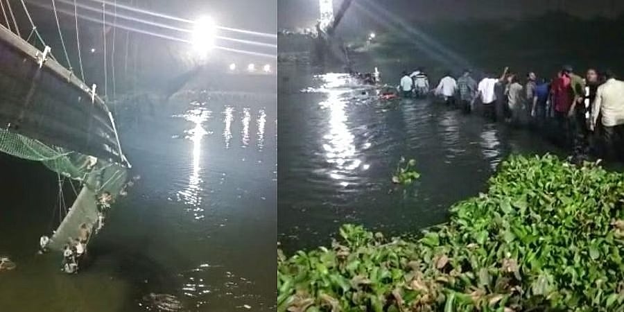 ಗುಜರಾತ್ನಲ್ಲಿ ಕೇಬಲ್ ಸೇತುವೆ ದುರಂತ: 30 ಮಕ್ಕಳು ಸೇರಿ 80 ಮಂದಿ ಸಾವು: ಮೃತರ ಕುಟುಂಬಕ್ಕೆ 6 ಲಕ್ಷ ಪರಿಹಾರ ಘೋಷಣೆ