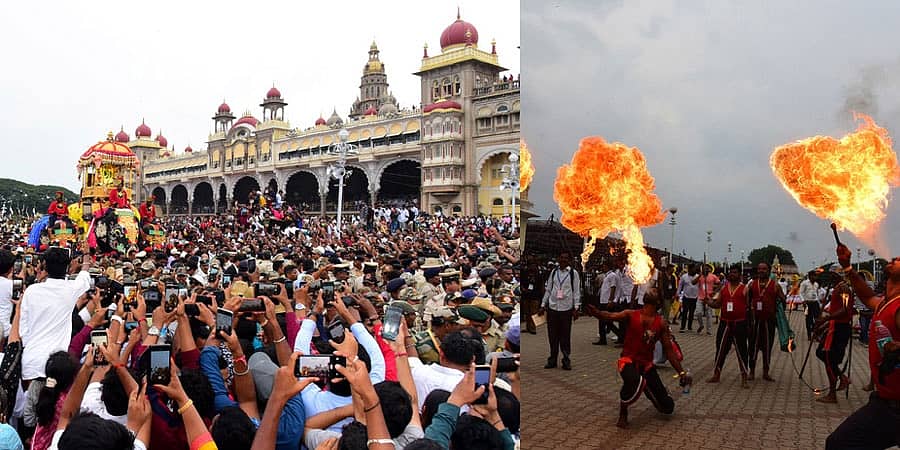 ಮೈಸೂರು ದಸರಾ 2022: ನಾಡಹಬ್ಬ ದಸರಾ ಜಂಬೂ ಸವಾರಿ ಯಶಸ್ವಿ, ಪಂಜಿನ ಕವಾಯತಿನೊಂದಿಗೆ ವಿದ್ಯುಕ್ತ ತೆರೆ