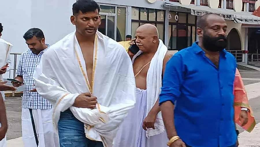 ಕುಕ್ಕೆ ಸುಬ್ರಮಣ್ಯ, ಧರ್ಮಸ್ಥಳಕ್ಕೆ ಕಾಲಿವುಡ್ ನಟ ವಿಶಾಲ್ ಭೇಟಿ; ಆಶ್ಲೇಷ ಬಲಿ ಪೂಜೆಯಲ್ಲಿ ಭಾಗಿ