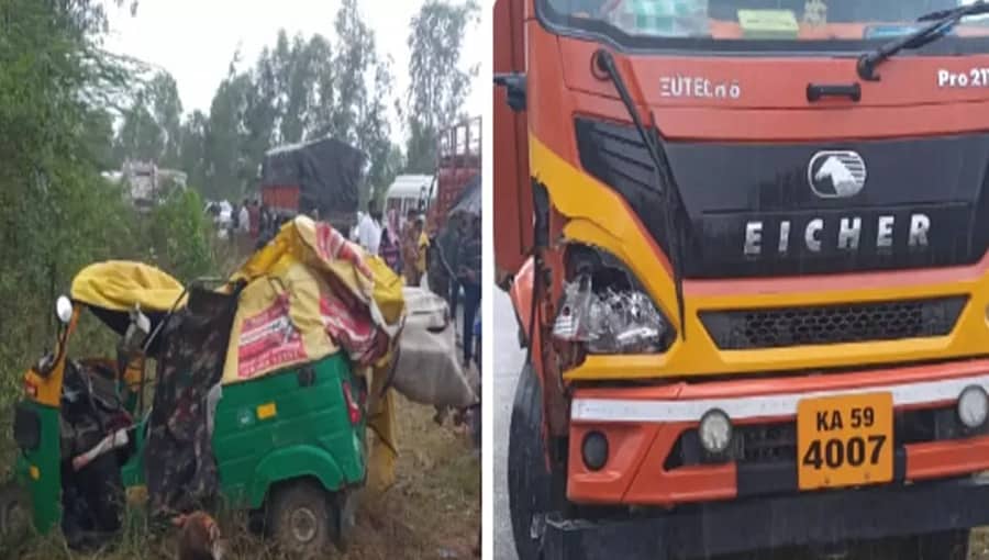 ಚಿಕ್ಕಬಳ್ಳಾಪುರ: ಕ್ಯಾಂಟರ್​-ಆಟೋ ನಡುವೆ ಸಂಭವಿಸಿದ ಭೀಕರ ಅಪಘಾತದಲ್ಲಿ ಮೂವರ ದುರ್ಮರಣ