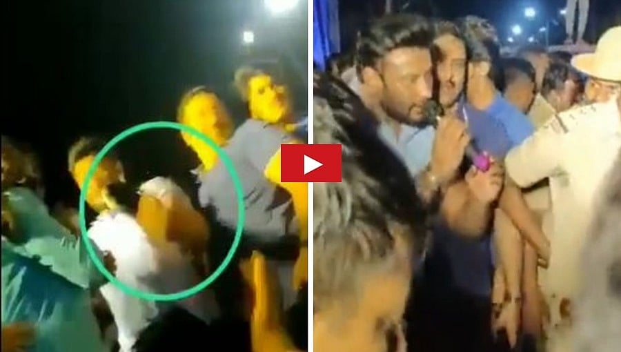 ಚಾಲೆಂಜಿಂಗ್ ಸ್ಟಾರ್ ದರ್ಶನ್ ಮೇಲೆ ಚಪ್ಪಲಿ ಎಸೆತ; ವಿಡಿಯೋ ವೈರಲ್!