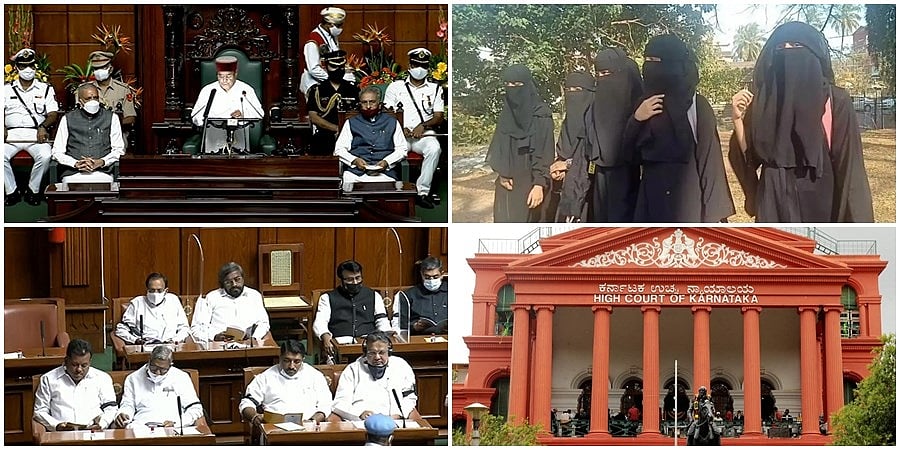 ಶಾಲೆ ಬಿಡ್ತೀವಿ ಹಿಜಾಬ್ ಬಿಡಲ್ಲ ಎಂದ ವಿದ್ಯಾರ್ಥಿನಿಯರು, ಅಧಿವೇಶನ ಆರಂಭ, ಈಶ್ವರಪ್ಪ ಹೇಳಿಕೆಗೆ ಖಂಡನೆ, ಕಪ್ಪು ಪಟ್ಟಿ ಧರಿಸಿ ಕಾಂಗ್ರೆಸ್ ಪ್ರತಿಭಟನೆ
