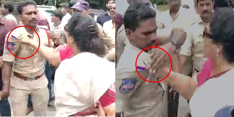 ಕಾಂಗ್ರೆಸ್ ಪ್ರತಿಭಟನೆ: ಪೊಲೀಸ್ ಸಿಬ್ಬಂದಿ ಕಾಲರ್ ಹಿಡಿದ ರೇಣುಕಾ ಚೌದರಿ, ಪ್ರಕರಣ ದಾಖಲು!