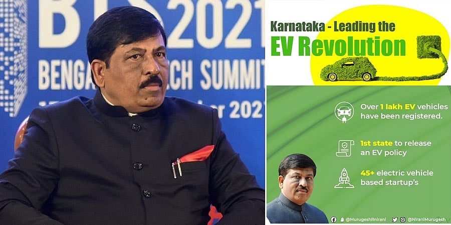 ಎಲೆಕ್ಟ್ರಿಕ್ ವಾಹನಗಳ ಮಾರಾಟದಲ್ಲಿ ಕರ್ನಾಟಕ ಮುಂಚೂಣಿಯಲ್ಲಿ; 1 ಲಕ್ಷ ನೋಂದಣಿ: ಸಚಿವ ಮುರುಗೇಶ್ ನಿರಾಣಿ