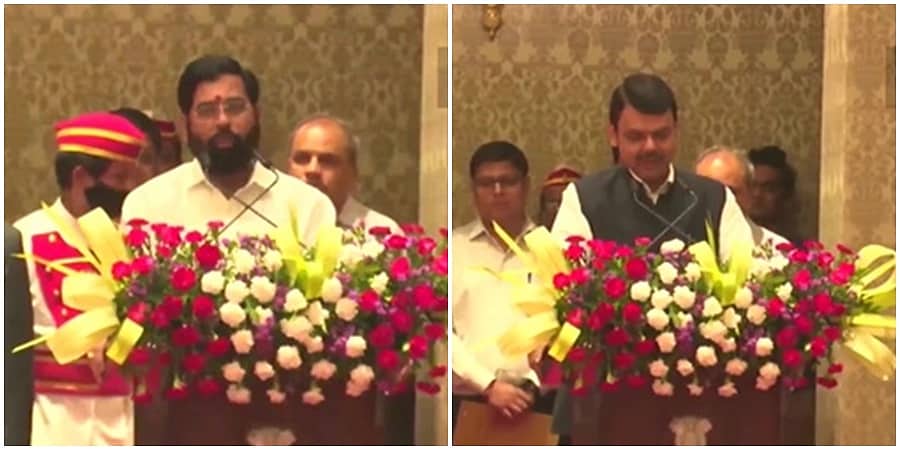 ಮಹಾರಾಷ್ಟ್ರ: ನೂತನ ಸಿಎಂ ಆಗಿ ಏಕನಾಥ್ ಶಿಂಧೆ, ಉಪ ಮುಖ್ಯಮಂತ್ರಿಯಾಗಿ ದೇವೇಂದ್ರ ಫಡ್ನವೀಸ್ ಪ್ರಮಾಣ ವಚನ ಸ್ವೀಕಾರ