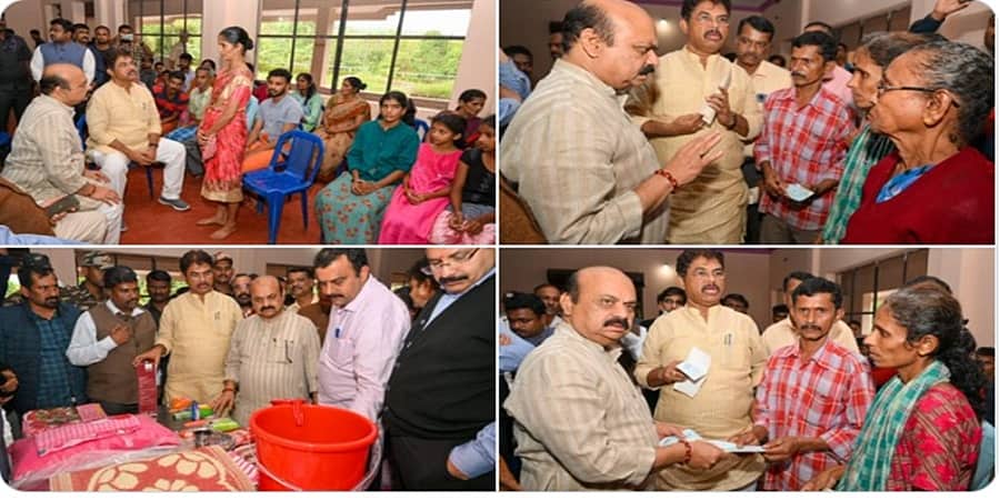 ಕೊಡಗು: ಮಳೆಪೀಡಿತ ಪ್ರದೇಶಗಳಿಗೆ ಬೊಮ್ಮಾಯಿ ಭೇಟಿ, ಸಂಬಂಧಿಕರ ಮನೆಯಲ್ಲಿರುವ ಸಂತ್ರಸ್ತರಿಗೂ ಪಡಿತರ ವಿತರಣೆಗೆ ಸೂಚನೆ