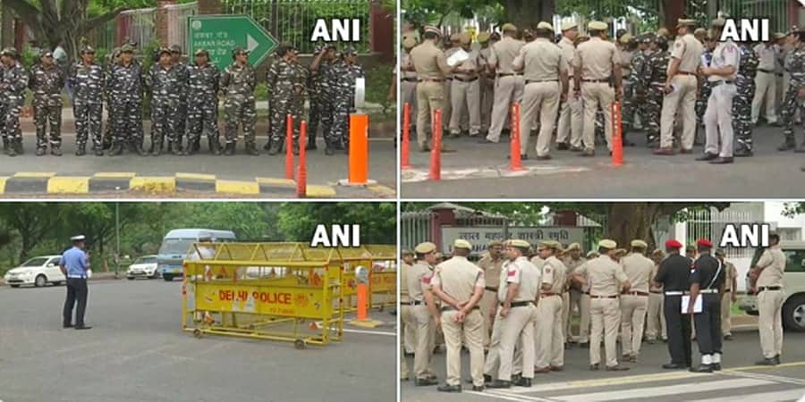 ನವದೆಹಲಿ: ಎರಡನೇ ಬಾರಿಗೆ ಸೋನಿಯಾ ಗಾಂಧಿ ಇಡಿ ವಿಚಾರಣೆ, ಕಾಂಗ್ರೆಸ್ ಕಚೇರಿ ಬಳಿ ಬಿಗಿ ಭದ್ರತೆ