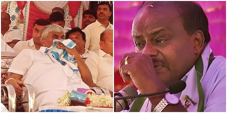 ಜೆಡಿಎಸ್ ಸಮಾವೇಶದಲ್ಲಿ ಮತ್ತೆ ಕಣ್ಣೀರಧಾರೆ: ಅಪ್ಪನ ಸ್ಥಿತಿ ಕಂಡು ಕಣ್ಣೀರು ಹಾಕಿದ ಅಣ್ತಮ್ಮ