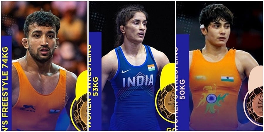 ಕಾಮನ್ ವೆಲ್ತ್ ಗೇಮ್ಸ್ 2022: ಭಾರತದ ಕುಸ್ತಿಪಟುಗಳಾದ ನವೀನ್, ವಿನೇಶ್ ಫೋಗಟ್ ಗೆ ಚಿನ್ನ, ಪೂಜಾಗೆ ಕಂಚಿನ ಪದಕ 