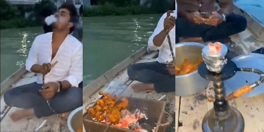 ಪವಿತ್ರ ಗಂಗಾ ನದಿ ಮೇಲೆ ದೋಣಿಯಲ್ಲಿ ಹುಕ್ಕಾ, ಮಾಂಸಾಹಾರ ಸೇವನೆ: ಪ್ರಕರಣ ದಾಖಲು