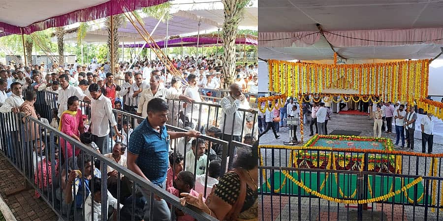 ವಿಶ್ವರಾಜ ಸಕ್ಕರೆ ಕಾರ್ಖಾನೆಯ ಆವರಣದಲ್ಲಿ ಉಮೇಶ್ ಕತ್ತಿ ಅಂತಿಮ ದರ್ಶನ; ಹರಿದು ಬಂದ ಜನಸಾಗರ