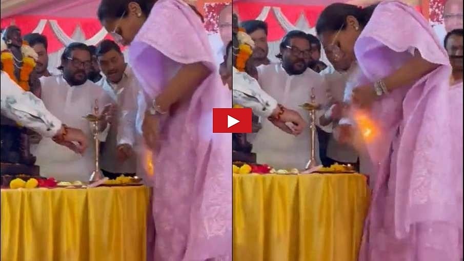 ಶಿವಾಜಿ ಪ್ರತಿಮೆಗೆ ಮಾಲಾರ್ಪಣೆ ವೇಳೆ ಸಂಸದೆ ಸುಪ್ರಿಯಾ ಸುಳೆ ಹುಟ್ಟಿದ್ದ ಸೀರೆಗೆ ಹೊತ್ತಿಕೊಂಡ ಬೆಂಕಿ, ವಿಡಿಯೋ!