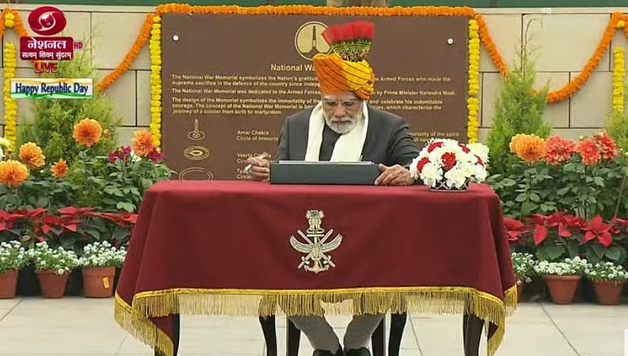 74ನೇ ಗಣರಾಜ್ಯೋತ್ಸವ: ರಾಜಸ್ಥಾನಿ ಪೇಟ ತೊಟ್ಟ ಪ್ರಧಾನಿ ಮೋದಿ, ಇದರ ವಿಶೇಷತೆ ಏನು?