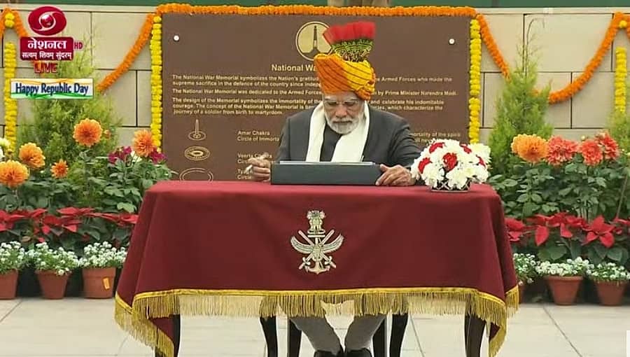 74ನೇ ಗಣರಾಜ್ಯೋತ್ಸವ: ರಾಜಸ್ಥಾನಿ ಪೇಟ ತೊಟ್ಟ ಪ್ರಧಾನಿ ಮೋದಿ, ಇದರ ವಿಶೇಷತೆ ಏನು?