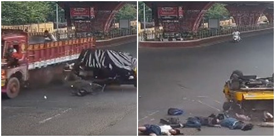 ವಿಶಾಖಪಟ್ಟಣ: ಟ್ರಕ್ ಡಿಕ್ಕಿ ಹೊಡೆದ ರಭಸಕ್ಕೆ ಆಟೋದಿಂದ ಹೊರಗೆ ಚೆಲ್ಲಾಪಿಲ್ಲಿಯಾಗಿ ಬಿದ್ದ ಶಾಲಾ ಮಕ್ಕಳು, ಭೀಕರ ವಿಡಿಯೊ