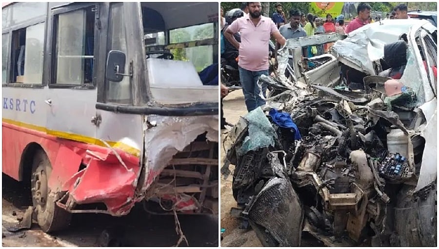 ಮಡಿಕೇರಿ: ಕೆಎಸ್ಆರ್ ಟಿಸಿ ಬಸ್ ಕಾರು ನಡುವೆ ಭೀಕರ ಅಪಘಾತ; ಆರು ಮಂದಿ ದುರ್ಮರಣ
