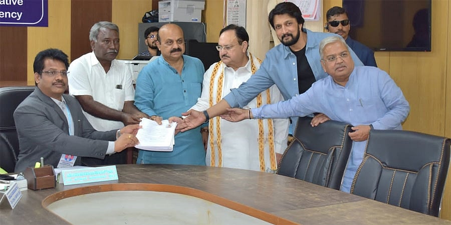 ಶಿಗ್ಗಾಂವಿಯಲ್ಲಿ ಬೊಮ್ಮಾಯಿ ನಾಮಪತ್ರ ಸಲ್ಲಿಕೆ; ಜೆಪಿ ನಡ್ಡಾ, ನಟ ಸುದೀಪ್ ಭಾಗಿ: ಬಿಜೆಪಿಗೆ 125ಕ್ಕೂ ಹೆಚ್ಚು ಸ್ಥಾನ ಎಂದ ಸಿಎಂ