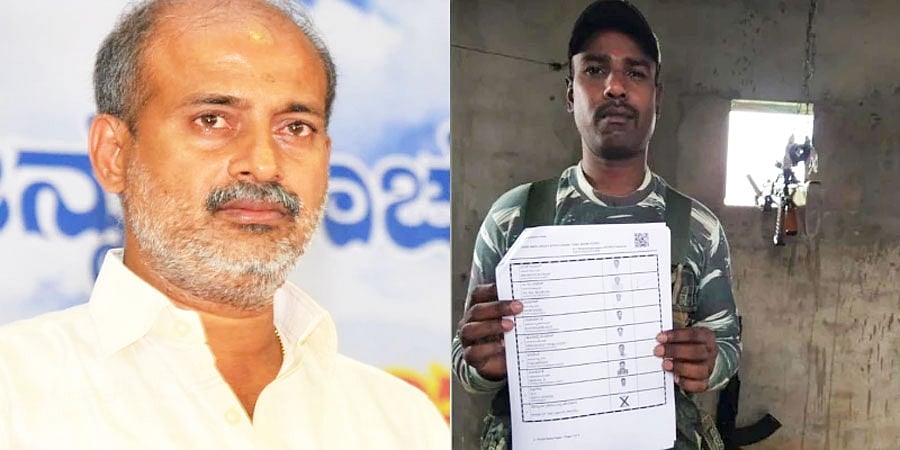 ಕರ್ನಾಟಕ ಚುನಾವಣೆ 2023: 'ಸಾ.ರಾ. ಬಾಸ್ ಗೆ ನನ್ನ ಮತ'; ವೋಟ್ ಹಾಕಿ ಬ್ಯಾಲೆಟ್ ಪೇಪರ್ ಪ್ರದರ್ಶಿಸಿದ ಯೋಧನ ಫೋಟೋ ವೈರಲ್