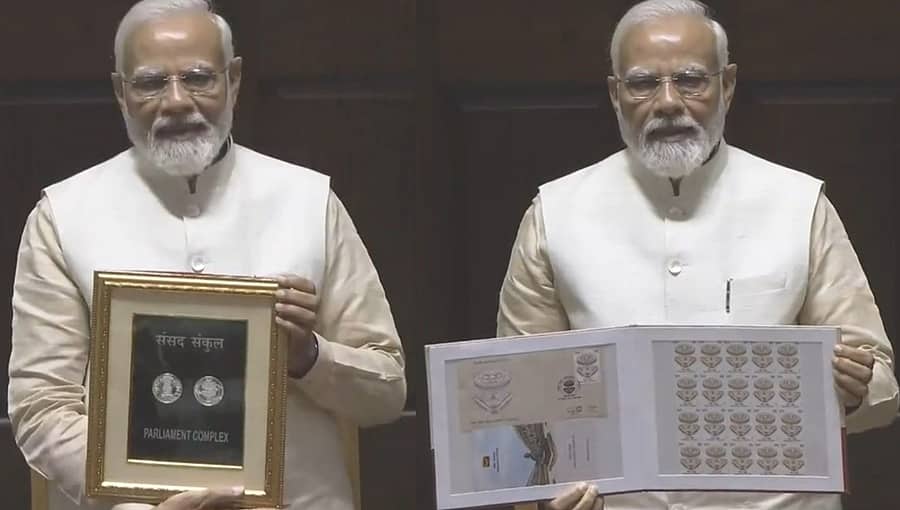 ನೂತನ ಸಂಸತ್ ಕಟ್ಟಡದ ಸ್ಮರಣಾರ್ಥ 75 ರೂಪಾಯಿ ನಾಣ್ಯ, ವಿಶೇಷ ಅಂಚೆ ಚೀಟಿ ಬಿಡುಗಡೆಗೊಳಿಸಿದ ಪ್ರಧಾನಿ ಮೋದಿ