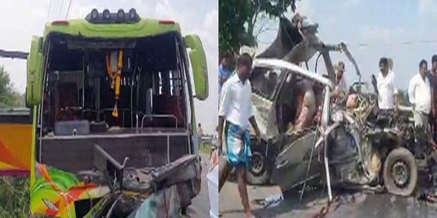 ಮೈಸೂರು: ಖಾಸಗಿ ಬಸ್- ಕಾರು ಮುಖಾಮುಖಿ ಡಿಕ್ಕಿ, ಭೀಕರ ಅಪಘಾತದಲ್ಲಿ 10 ಮಂದಿ ಸಾವು