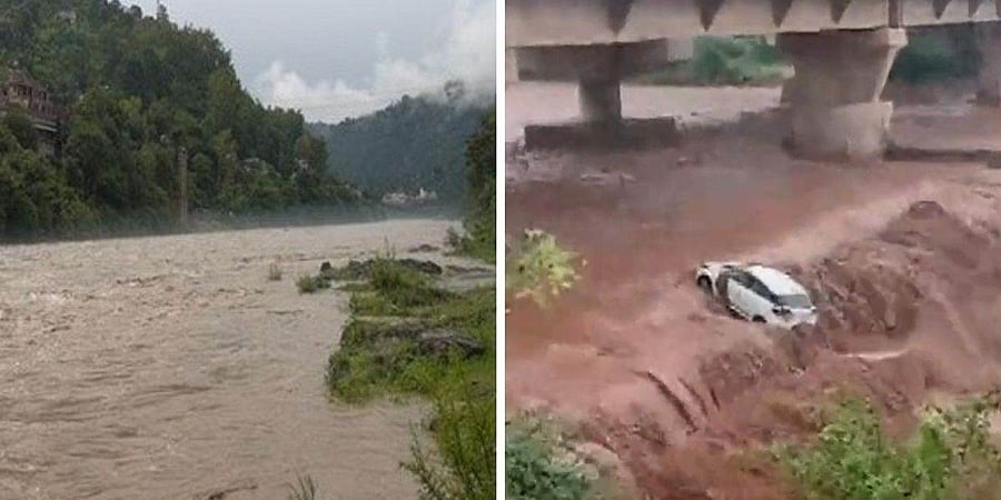 ಹಿಮಾಚಲ ಪ್ರದೇಶ: ಮಂಡಿಯಲ್ಲಿ ಹಠಾತ್ ಪ್ರವಾಹ, ನೀರಿನಲ್ಲಿ ಕೊಚ್ಚಿ ಹೋದ ವಾಹನಗಳು!