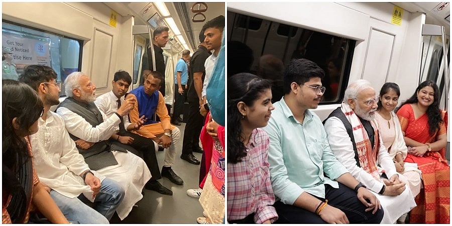 ದೆಹಲಿ ಮೆಟ್ರೊದಲ್ಲಿ ಪ್ರಧಾನಿ ಮೋದಿ ಪ್ರಯಾಣ: ದೆಹಲಿ ವಿವಿ ಶತಮಾನೋತ್ಸವ ಆಚರಣೆ ಸಮಾರೋಪದಲ್ಲಿ ಭಾಗಿ