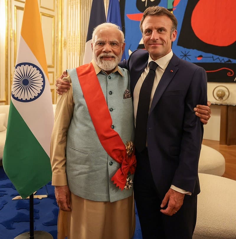 ಫ್ರಾನ್ಸ್ ಅಧ್ಯಕ್ಷ ಎಮ್ಯಾನುಯೆಲ್ ಮ್ಯಾಕ್ರೋನ್ ಮತ್ತು ಪ್ರಧಾನಿ ನರೇಂದ್ರ ಮೋದಿ