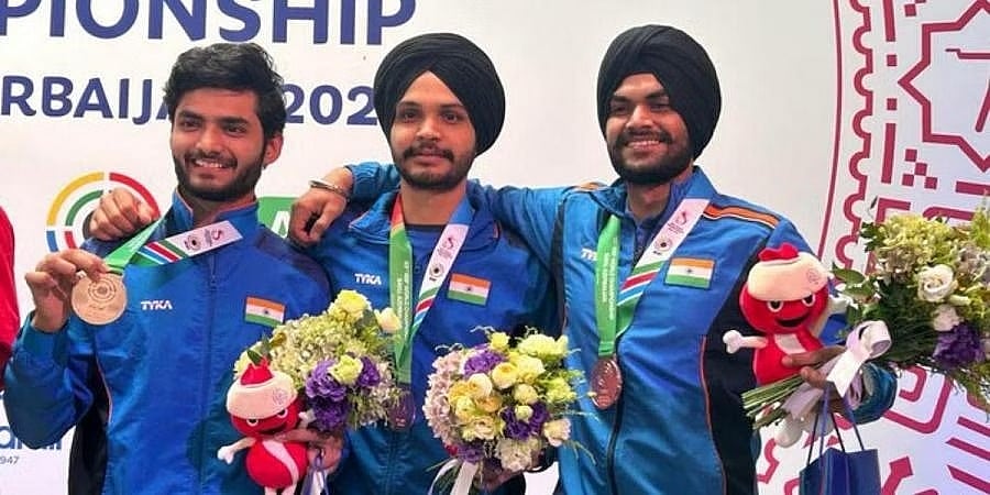 ISSF ವಿಶ್ವ ಚಾಂಪಿಯನ್ಶಿಪ್: 10 ಮೀಟರ್ ಏರ್ ಪಿಸ್ತೂಲ್ ನಲ್ಲಿ ಭಾರತೀಯ ಪುರುಷರ ತಂಡಕ್ಕೆ ಕಂಚಿನ ಪದಕ