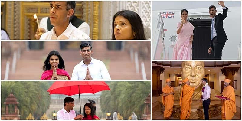 'ಹೆಮ್ಮೆಯ ಹಿಂದೂ' ರಿಷಿ ಸುನಕ್ ದಂಪತಿಯಿಂದ ಅಕ್ಷರಧಾಮ ದೇವಾಲಯ ಭೇಟಿ