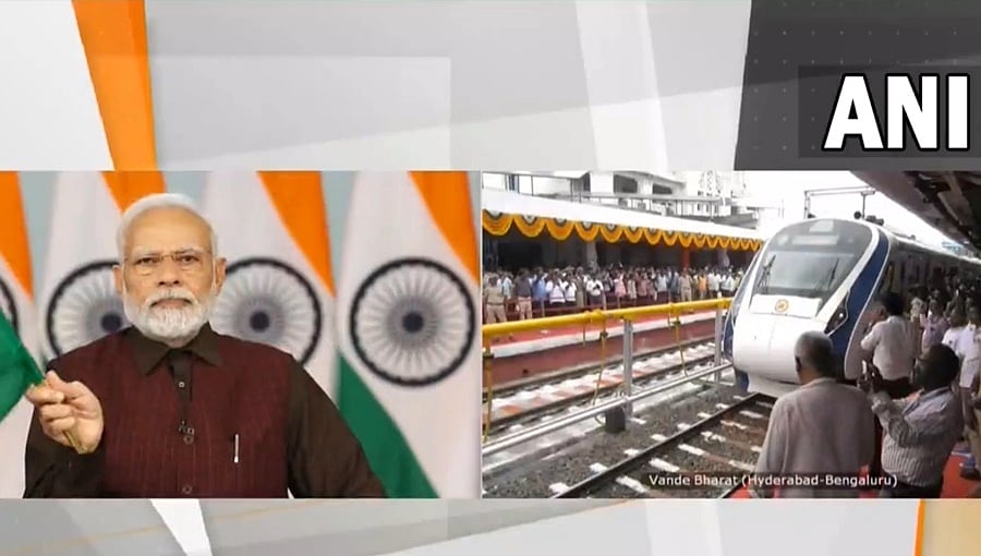 ಹೈದರಾಬಾದ್- ಬೆಂಗಳೂರು ಸೇರಿ 9 ವಂದೇ ಭಾರತ್ ರೈಲುಗಳಿಗೆ ಪ್ರಧಾನಿ ಮೋದಿ ಚಾಲನೆ