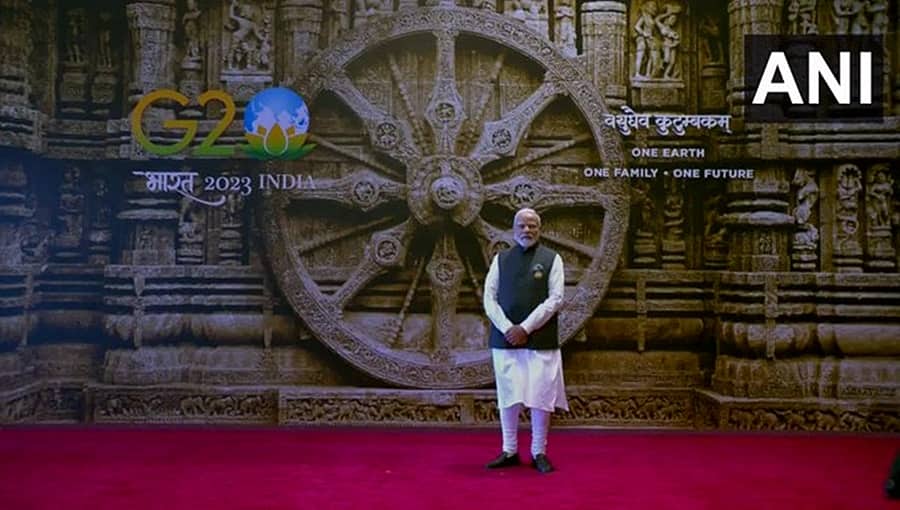 ದೆಹಲಿಯಲ್ಲಿ ಜಿ20 ಶೃಂಗಸಭೆ: ಗಮನ ಸೆಳೆಯುತ್ತಿದೆ ಒಡಿಶಾ ಸೂರ್ಯ ದೇಗುಲದ ಕೋನಾರ್ಕ್ ಚಕ್ರ
