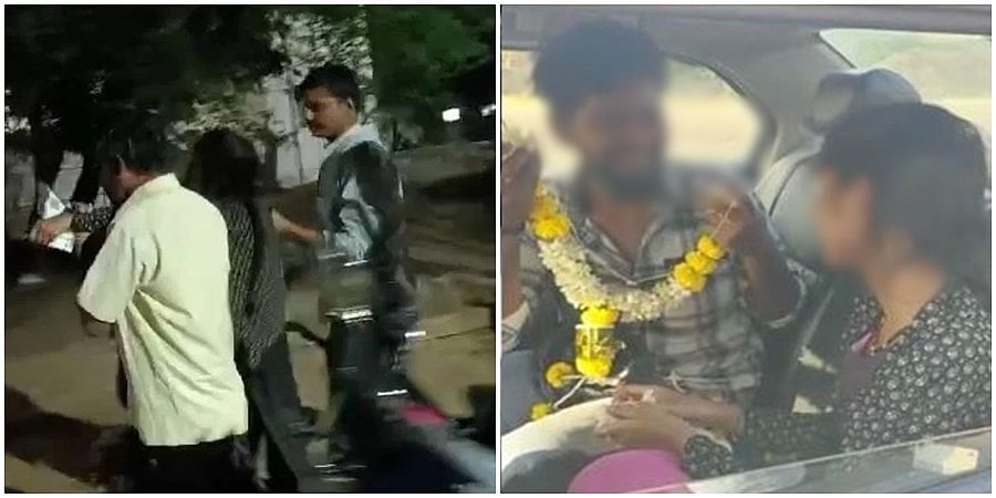 ಬಳ್ಳಾರಿ: ಸಿನಿಮಾ ಸ್ಟೈಲ್ ನಲ್ಲಿ ಪೋಷಕರ ವಿರೋಧ ಮಧ್ಯೆಯೂ ಕಾರಿನಲ್ಲಿ ಹಾರ ಬದಲಿಸಿಕೊಂಡು ಪ್ರೇಮಿಗಳು ವಿವಾಹ!