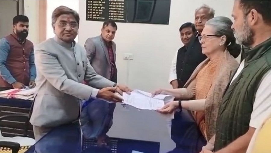 ರಾಜ್ಯಸಭೆ ಚುನಾವಣೆ: ರಾಜಸ್ಥಾನದಿಂದ ಸೋನಿಯಾ ಗಾಂಧಿ ನಾಮಪತ್ರ ಸಲ್ಲಿಕೆ